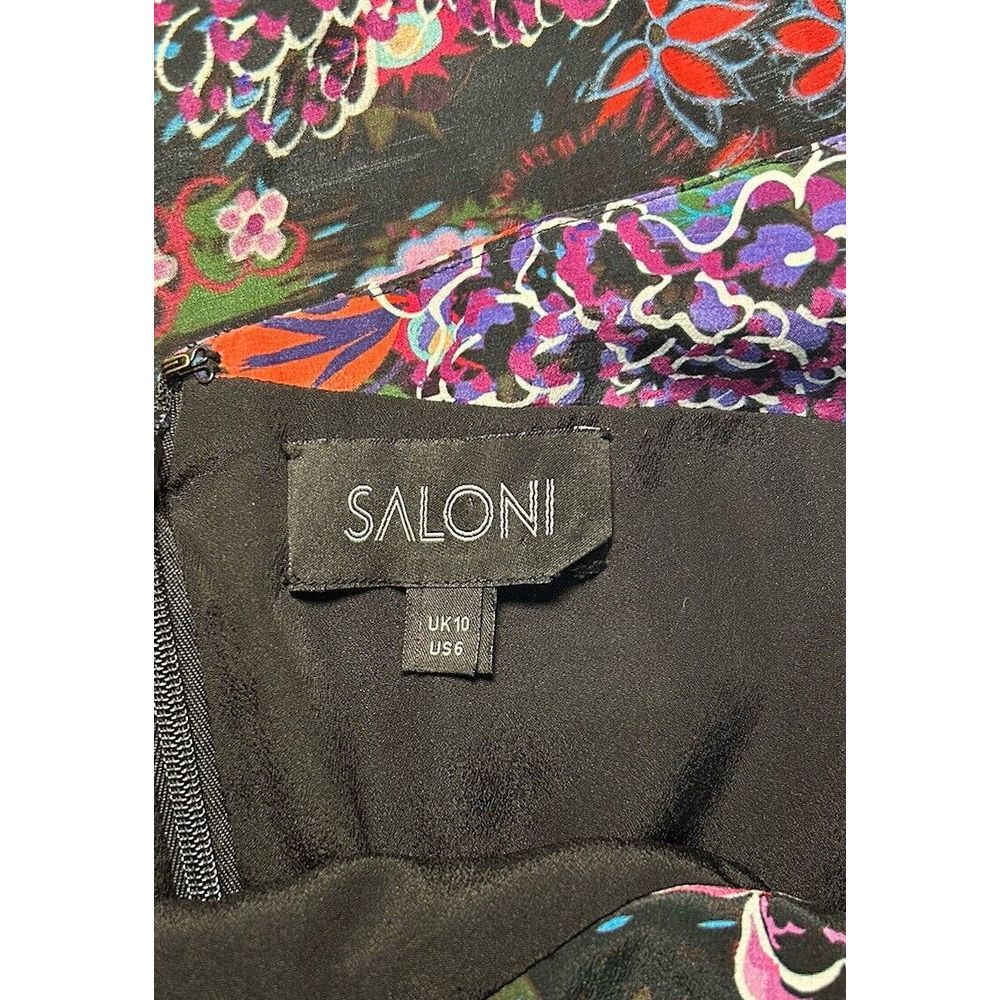 Saloni‎ Women's Floral Print Asymmetrical Hem Midi Dress Multicolor Size 6 - Picture 5 of 9